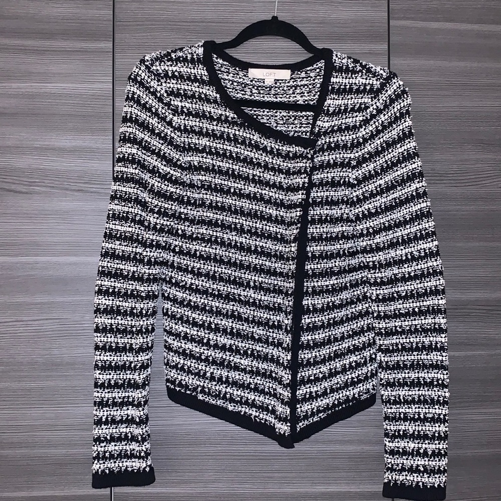 Black and White LOFT Zip Jacket, Size M